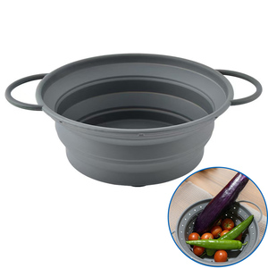 Large Silicone Collapsible Colander Expandable Drain Basket Vegetable Fruit Storage Basket Kitchen Household Washing Strainer