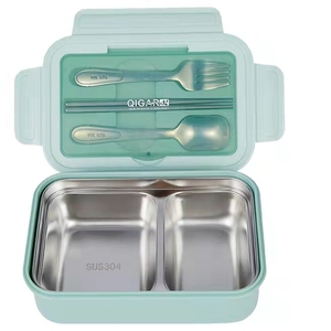 Food Grade 304 Stainless Steel Lunch Box Container Thermal Bento Box With Cutlery