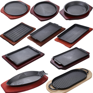 Custom Size Shape Classic Black Cast Iron Eco-Friendly Sizzling Hot BBQ Grill Frying Pan Skillet Sizzle Platter