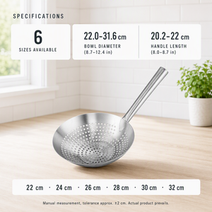 Stainless Steel Skimmer Heavy Duty Spider Strainer for Frying Oil Filter Cooking Large Strainer Spoon with Long Handle 22-32cm